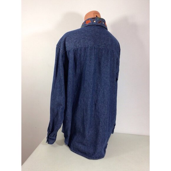 Style Studio Denim Jean Shirt Reversible Collar Womens 2X - Picture 4 of 7